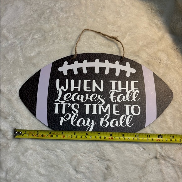 NEW Football Wall Decor Brown and White Fall Autumn Wall Hanging - Picture 3 of 4